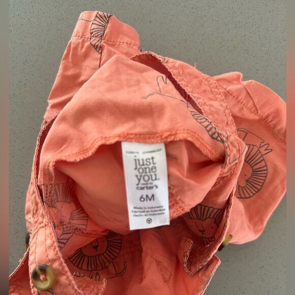 Carters Lion Print Orange Romper Overall size 6 months - Picture 3 of 3